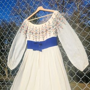 Vintage 1970s Handmade Folk Peasant Maxi Dress